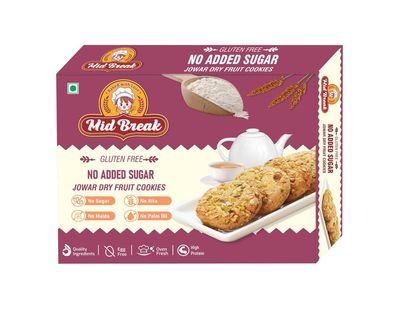Midbreak Premium Jowar Millet & Dry Fruit Cookies - 200gm (Pack Of 1) | Gluten-Free Healthy Biscuits With No Added Sugar | High in Fiber & Diabetic-Friendly | With Goodness Of Dry Fruits