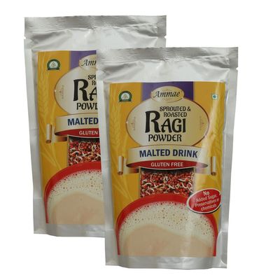 Ammae Sprouted Ragi Powder,300 grams, Pack of 2, No Preservatives or Chemicals, No added Sugar or Salt