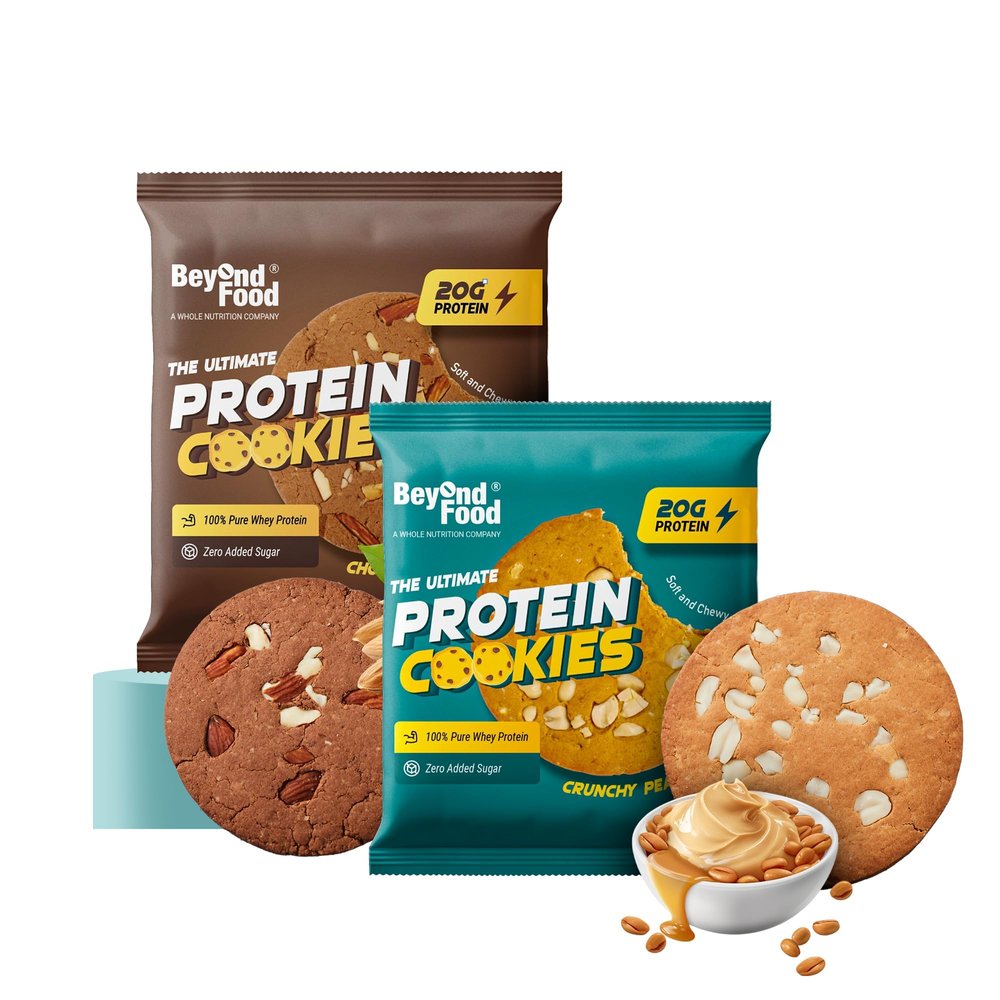 Beyond Food Whey Protein Cookies (Pack of 6) | 20g Protein Each | Gluten-Free | Zero Added Sugar, No Maida, No preservatives | Healthy Biscuits for Adults & Kids | Assorted Combo snacks
