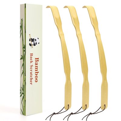 3 Pack Wooden Back Scratcher, 17 Inch Curved Long Handle Bamboo Back Scratchers Ideal Gifts for Adults Men Women, with Beautiful Gift Packaging