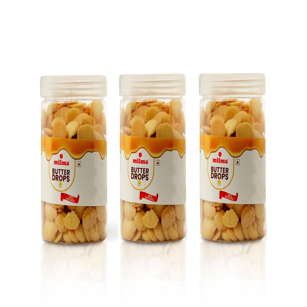 Milma Butter Drops Cookies, 450g (Pack of 3, 150g each) | Premium Melt-in-Your-Mouth Butter Biscuits | Ideal for Gifting