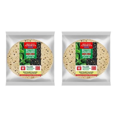 Athiban Appalam 90g Bitter Gourd Appalam/Papad| No Soda Added| 4.5 Diameter| Traditionally Handmade. (Pack Of 2)