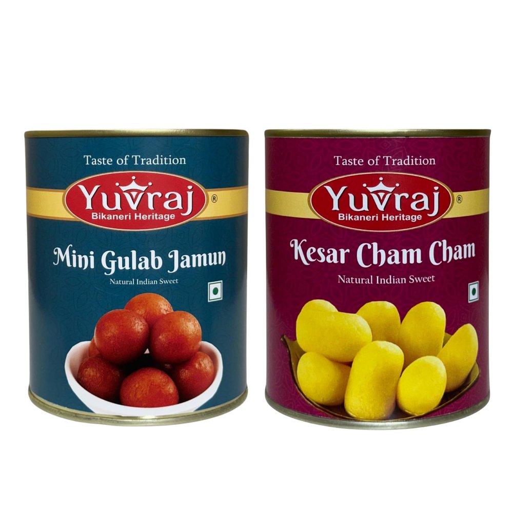 Yuvraj Kesar cham cham & Mini Gulab Jamun sweets 1 kg x 2 tin Pack