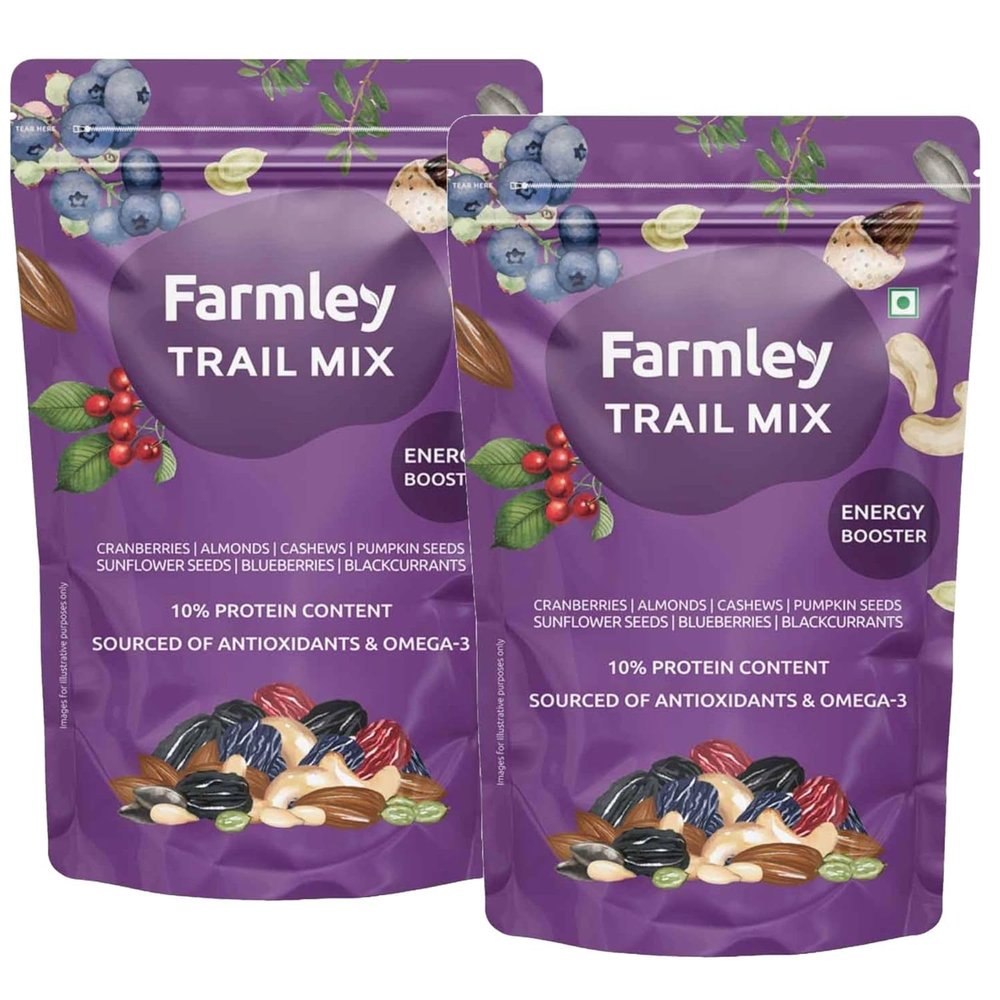 Farmley Trail Mix,160g,each | 7 Superfood in 1 Mixes | Dry Fruits Contains Almonds, Cashews, Blueberries, Blackcurrant, Pumpkin & Sunflower Seeds Pack of 2