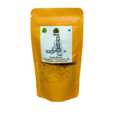 Gauraaj Handgrounded Cumin Flavored Salt  100g | Organic Himalayan Pahadi Pisyu Loon Seasoning/Jeera Namak | Low Sodium & Full Flavor | No Preservatives & Chemical Free | Sourced from Uttarakhand