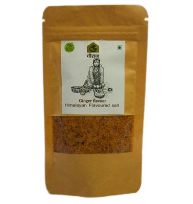 Gauraaj Handgrounded Ginger Flavored Salt - 250g | Organic Himalayan Pahadi Pisyu Loon Seasoning/Namak | No Preservatives & Chemical Free | Mineral Rich & Sourced from Uttarakhand