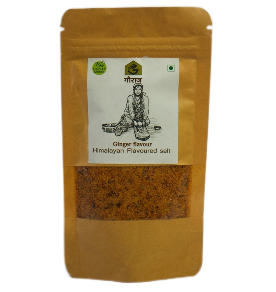 Gauraaj Handgrounded Ginger Flavored Salt - 250g | Organic Himalayan Pahadi Pisyu Loon Seasoning/Namak | No Preservatives & Chemical Free | Mineral Rich & Sourced from Uttarakhand