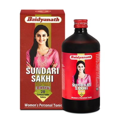Baidyanath Sundari Sakhi 420ml | Ayurvedic Health Tonic specially for Women, Fight with Back Pain and Body Aches - 28 Tablets Extra