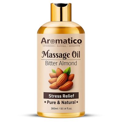 AROMATICO Almond Massage Oil. Hydrates & nourishes skin, soothes irritation, improves texture & promotes relaxation - 300ml. Rich in vitamins & essential fatty acids, enhances circulation.