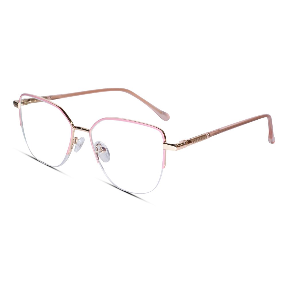 LensKandy Semi Frame Cateye Computer Glasses for Eye Protection | Pink