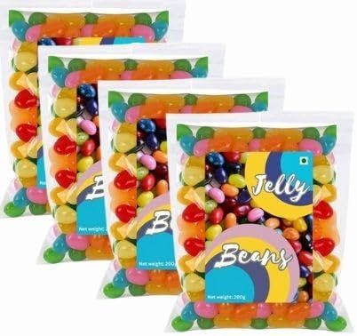Assorted Natural Fruit Flavours Jelly Beans Candy Pack Ireland, 100% Veg, Gelatine Free 200gm (Pack of 4).