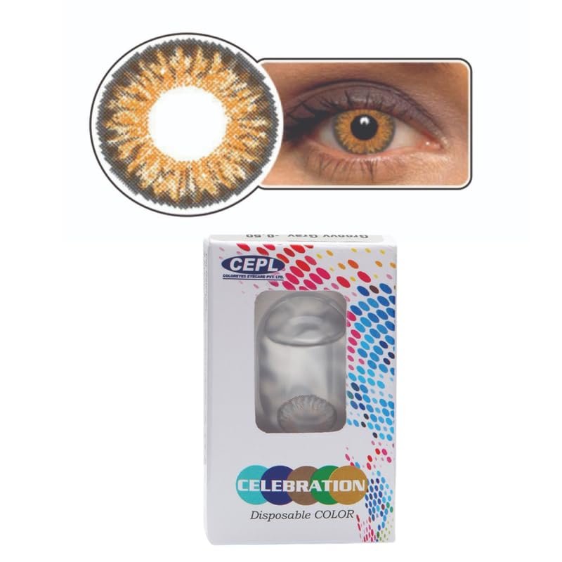 CELEBRATION COLORS Vibrant Disposable Color Contact Lenses - 1 Piece(1 Count of Lense), Color - Lively Hazel, Optical Power -9