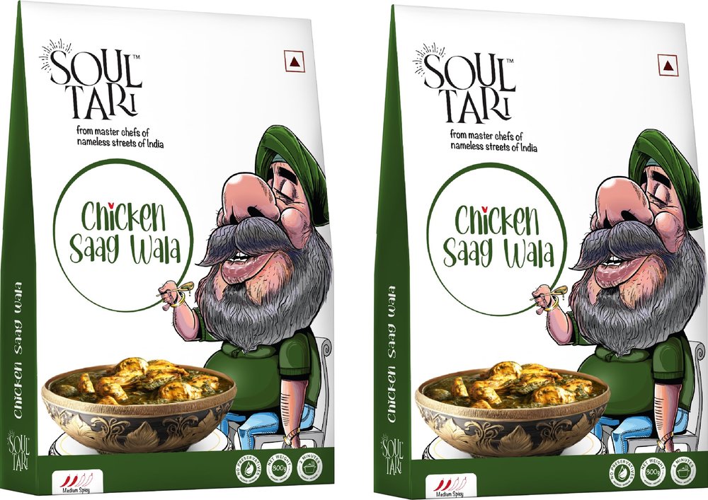 SOULTARI Ready To Eat Chicken Saag Wala | Succulent Chunks Of Boneless Chicken In A Fragrant Palak Gravy | Sufficent For Two | Just Heat And Eat | 300 Gram | Pack Of 2 |