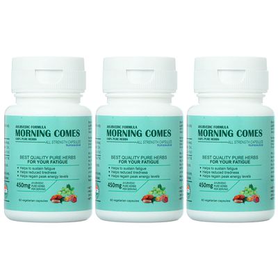 Morning Comes Ayurvedic All Strength Capsules 450 mg Herbal Blend with Dates, Mango Seed & Amla for Daily Wellness, Energy, Stamina, Blood Sugar Support & Immune Health 180 Capsules (Pack of 3)