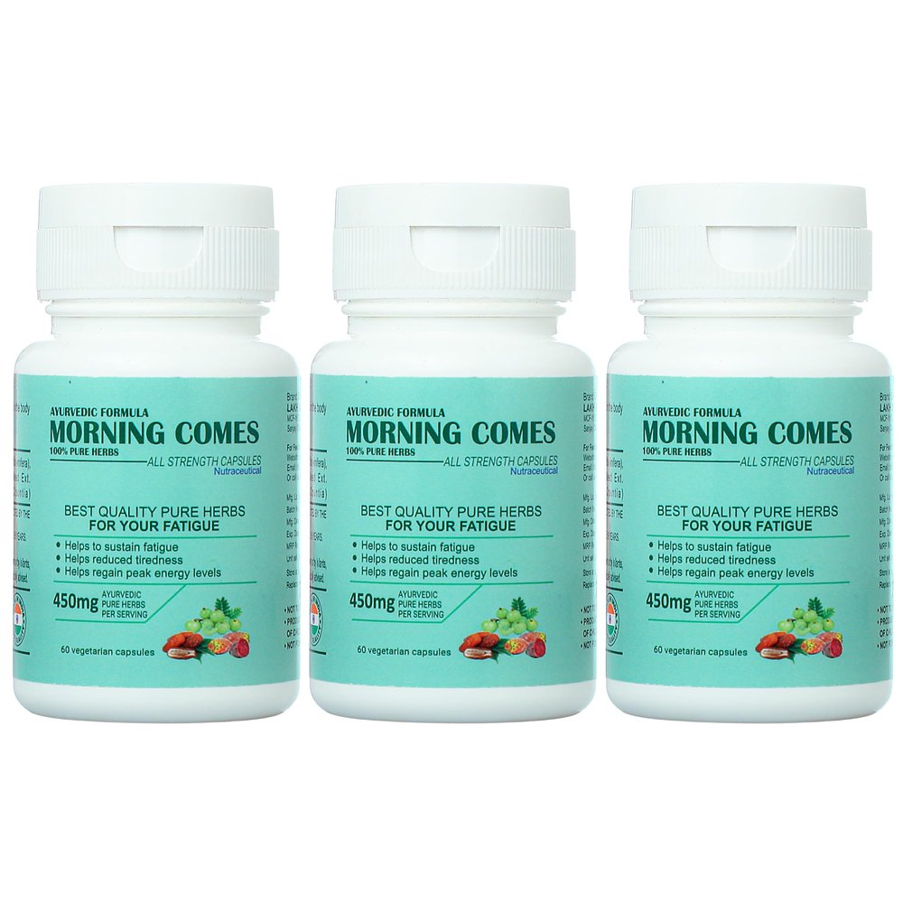 Morning Comes Ayurvedic All Strength Capsules 450 mg Herbal Blend with Dates, Mango Seed & Amla for Daily Wellness, Energy, Stamina, Blood Sugar Support & Immune Health 180 Capsules (Pack of 3)