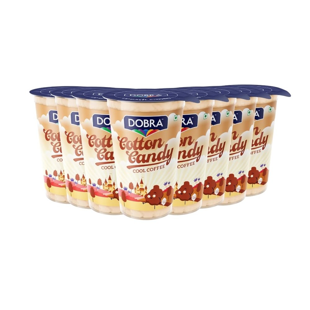 Dobra Cotton Candy Party Pack - Brown | Cool Coffee Flavour | Candy Floss, Buddhi ke baal | Sleepovers, Party favours, Birthday Parties | 13.5g x Pack of 8 |