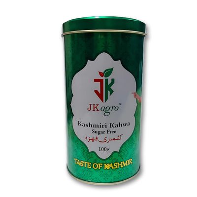 Fruitri JK Agro Kashmiri Saffron Kahwa Tea Powder 100 grams, Sugar Free Kahwa Green Tea With Saffron, Rose, Almonds, Spices | 100% Natural