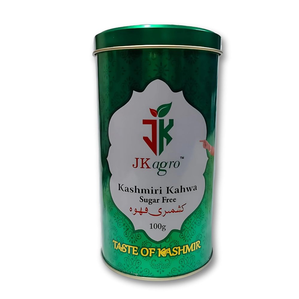Fruitri JK Agro Kashmiri Saffron Kahwa Tea Powder 100 grams, Sugar Free Kahwa Green Tea With Saffron, Rose, Almonds, Spices | 100% Natural