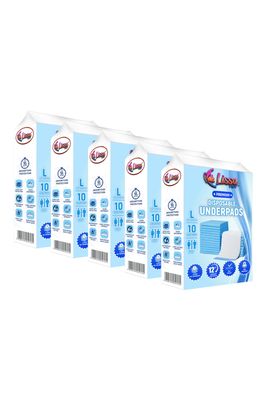 Lissa Care Disposable Underpads | Incontinence Sheets | Unisex - 60 X 90CM | Super Absorbent Polymer | Anti Leakage Protection - 10 Pieces Pack (Premium, Pack of 5)
