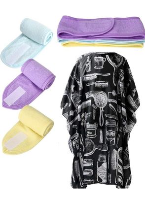 Sacvic Hair Cutting Sheet Cape Apron SheetPolycotton Facial Headbands, Stretchable Elasticized Facial Band For Women Men,Facial Head Band 4 pc color may vary