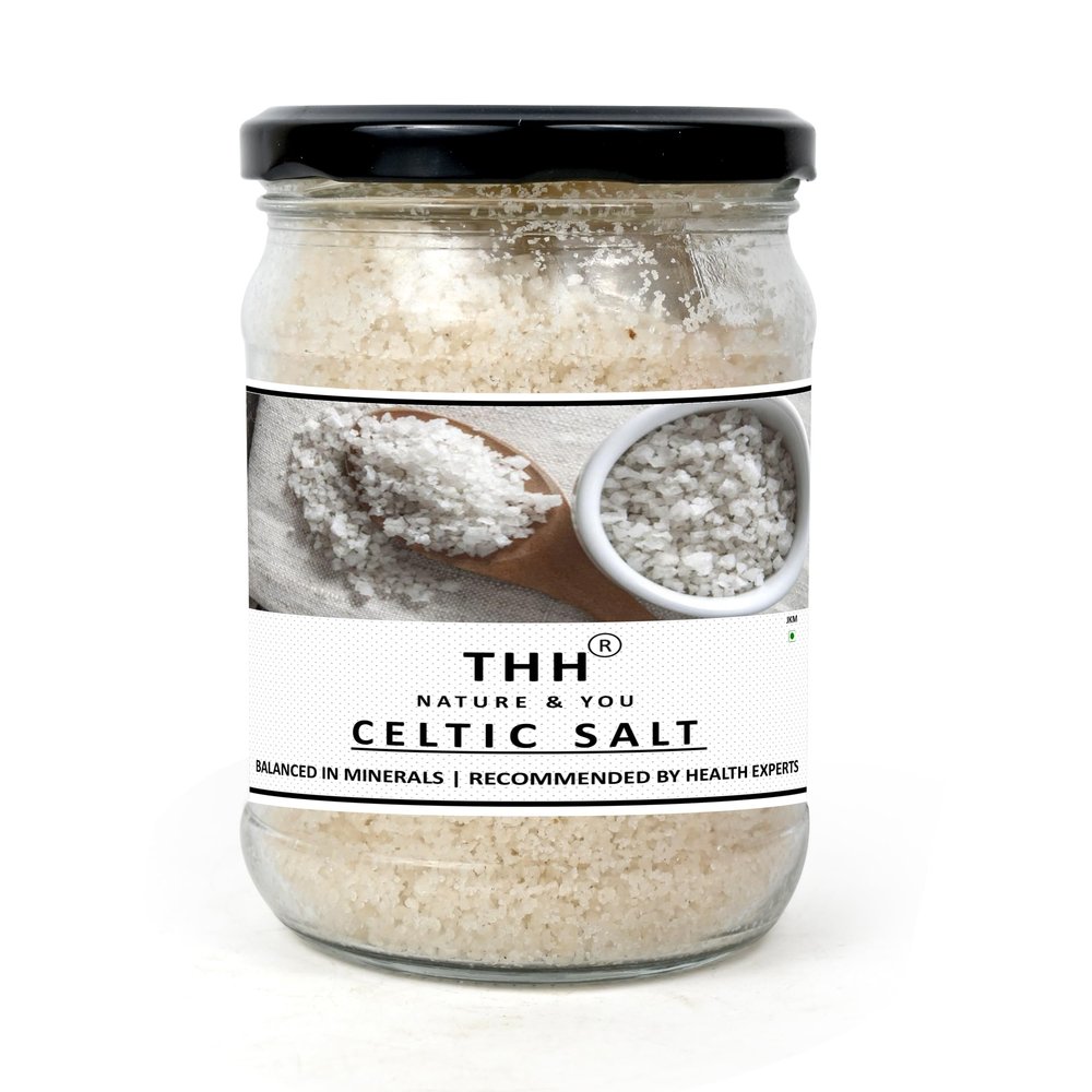 THH Celtic Salt - 500gm | Coarse Sea Premium Salt (Sel Gris) With Full of Minerals | Premium Glass Jar | Organic Hand Harvested and Edible Celtic | For Cooking & Baking