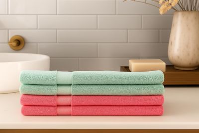 Caslino Cotton Hand Towels Set of 4 Coral Red Olive Green Soft Absorbent 400 GSM Fabric 55x35 cm Skin Friendly Multipurpose Towel for Men Women Travel Gym Guest Bathroom Daily Use Essentials Pack