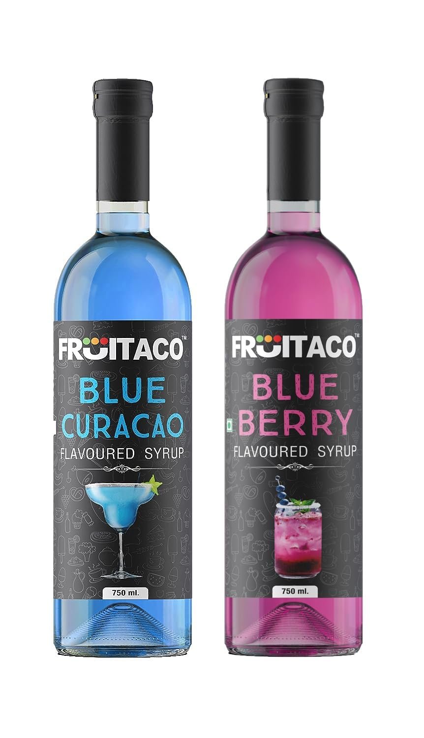 Fruitaco Blue Curacao Blueberry Combo Mocktail, 750Ml each, Liquid Pack of 2
