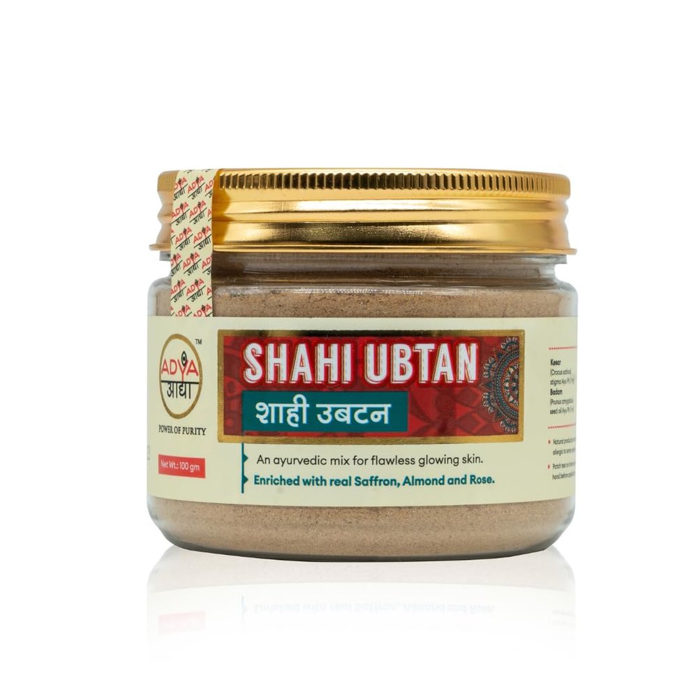 Adya Pure Herbal Shahi Ubtan Scrub 100g for Face & Body With Ayurvedic and Herbal Ingredients like Saffron, & Sandalwood | Face and Body Scrub For Naturaly Glowing Skin