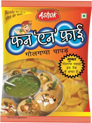ASHOK NUTRIRICH Funnfry Golgappa/Pani Puri Papad/Panipuri Papad-Ready To Fry Whole Wheat Golgappe With 16G Masala Value Pack,200 Grams