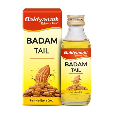 BAIDYANATH AYURVED Badam Tail-50ml | Rich in Vitamin-E | Sweet Almond Oil for Healthy Hair & Glowing Skin | Helps Sharpen Brain & Improve Digestion | Naturally Sourced From Almonds (Pack of 1)