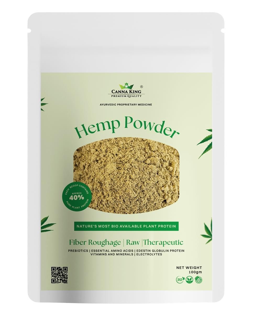 CannaKing Hemp Powder 100g, Natural plant protein powder, Vegan Protein rich in Dietary fiber for Muscle strength & Gut Health