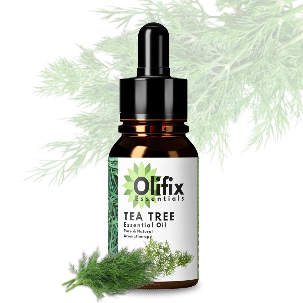 Olifix Tea Tree Essential Oil for Skin, Hair, Face, Acne Care, Dandruff | Ecocert Certified Organic 100% Pure, Natural, Undiluted Therapeutic Grade | 15ml -