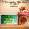 Asha TK Dishwash bar 900g 5 Bars with FREE Steel Scrubber | Bartan Bar | Kitchen Utensil Cleaner Powerful Grease Cleaner Gentle On Hands Fresh Fragrance Leaves No Residue Instant & Effective Cleaning view 3