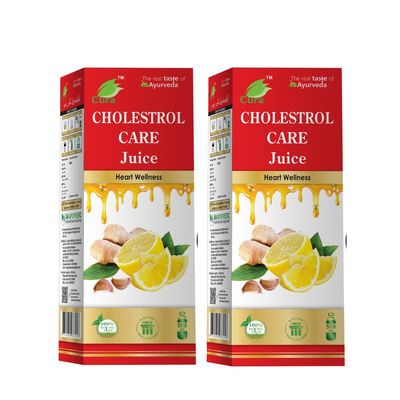Cura Mahaveer Herbal & Ayurveda Cholesterol Care Juice | Contains Honey with Apple Cider Ginger Garlic, Sugar Free, Helps in Digestion Heart Health, Health Drink 500ml (pack of 2)
