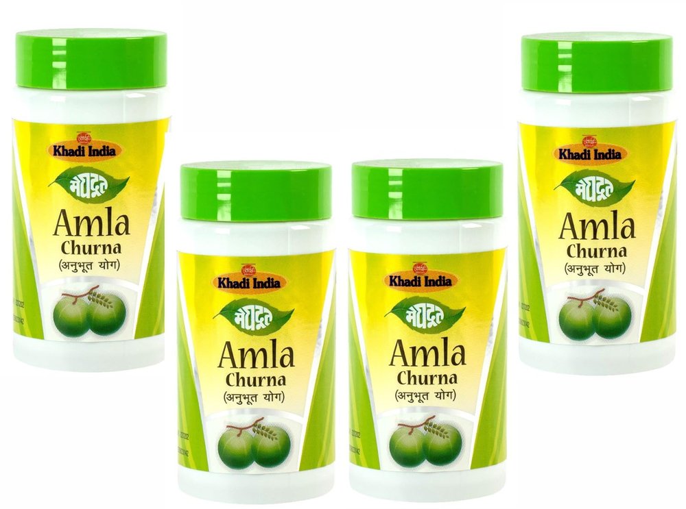 Meghdoot Ayurvedic 100% Natural Churan Powder Enriched With Natural Exracts of Amla and Pineapple For Hair Growth & Strength, Natural Nutrients & Antioxidants 100gm Each (Pack of 4)