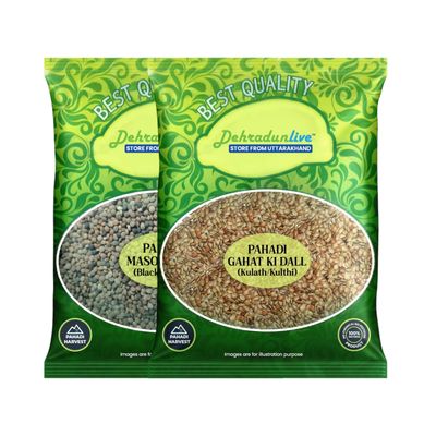 Dehradun Live - Pahadi Gahat Ki Dal and Pahadi Masoor Dal (Black, Brown & Grey Lentil) Combo 1900 gms