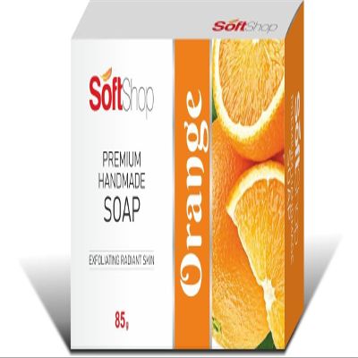 Softshop Orange Premium Handmade Soap  Refreshing Bath Bar (85g, Pack of 1)