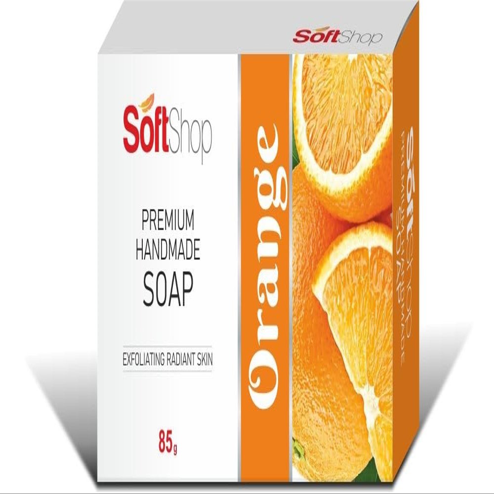Softshop Orange Premium Handmade Soap Refreshing Bath Bar (85g, Pack of 1)