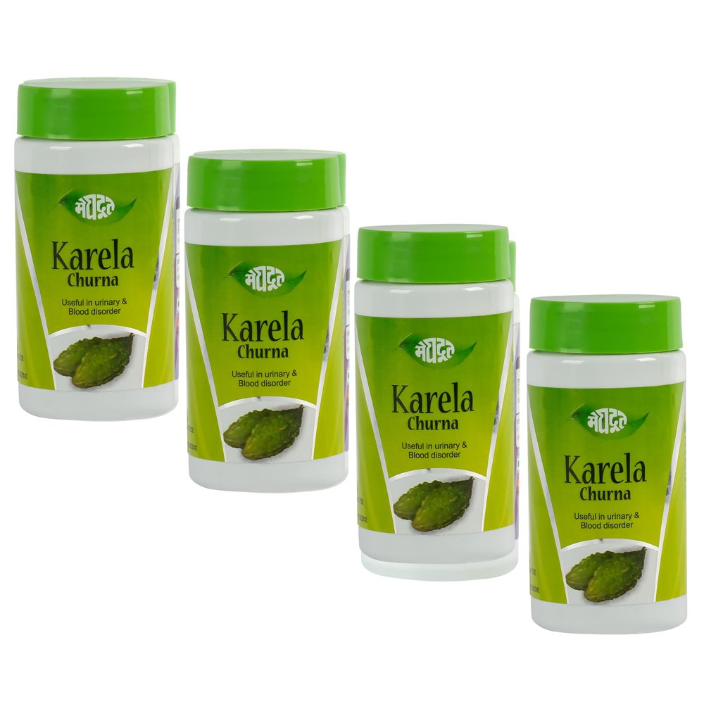 MEGHDOOT Ayurvedic Karla Powder with Natural Extracts of Karela Supports Blood Sugar Balance, Liver Health & Detoxification 100gm (Pack of 4)