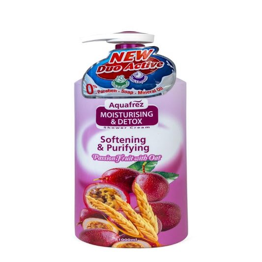 Aquafrez Moisturing Detox Shower Cream, Softening Purifying Passion Fruit with Oat (1000ML)