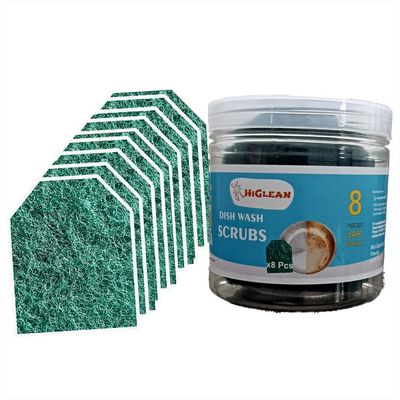 HIGLEAN NYL Scrub Pads 8 PCS JAR Pack, Store & Use Pack, Free Jar