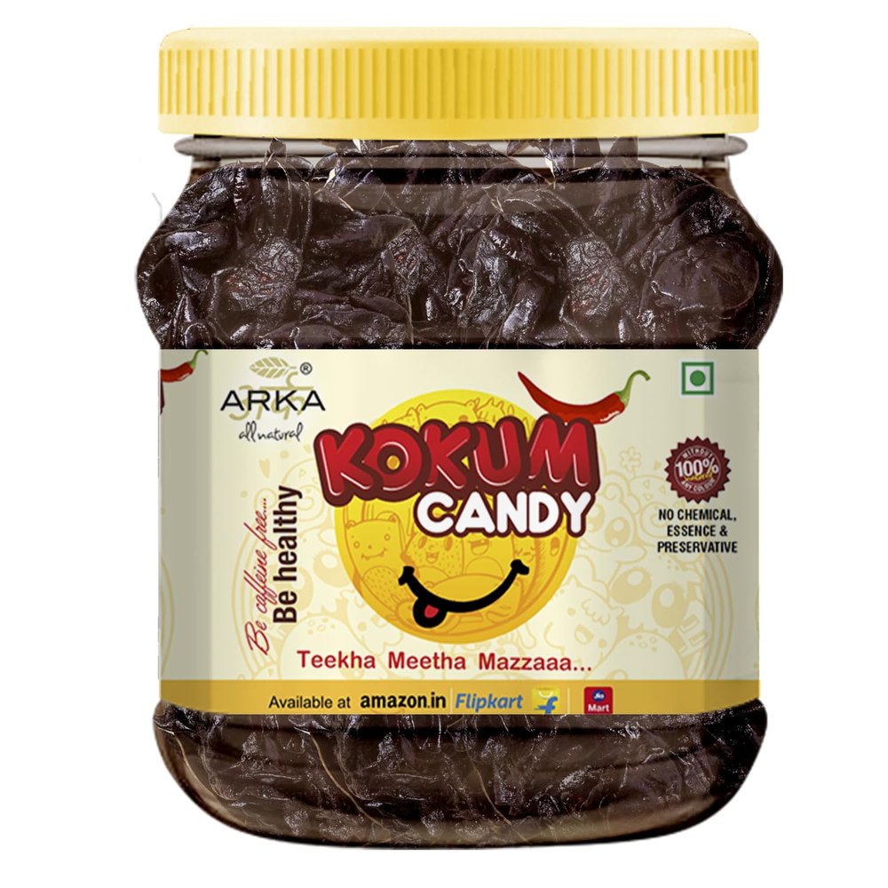Arka All Natural Kokum Candy Teekha Meetha Sweet & Spicy | Tangy Chatpata Digestive Candy | No Preservatives | Gluten-Free | 200g Bottle