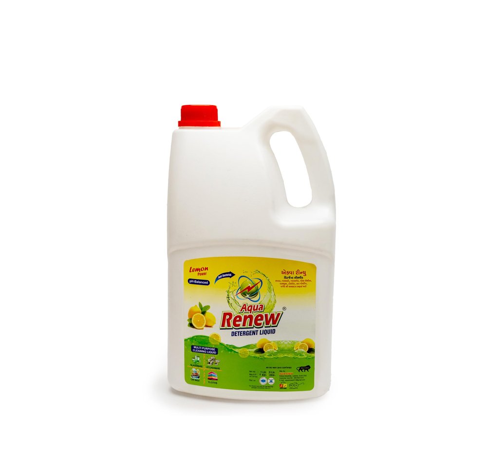 AQUA RENEW Dishwash Gel Yellow Lemon & active salt, Refreshing, Antibacterial, Leaves no residue,Fast Cleaner for all types of Utensils, Dishwasher Liquid, Refill Can (5L)