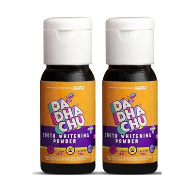 Da Dha Chu Tooth Whitening Powder - Natural Ayurvedic Herbal Solution with Activated Charcoal for Healthy Gums, Cavity Protection, Enamel Safe and Stain Removal - (34 gm x 4 - Pack of 4)