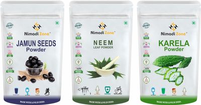 Nimadi Zone Diabetes Care Pack of 3 Jamun, Neem And Karela For Health Care Super Saver Combo Pack (200 GM Each) = 600 GM By Nimadi Zone