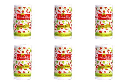 GREEN TREE 4-Ply KitchenTowels Tissue Paper 20 x 20 CM Pack Of 6 Napkins Soft & Highly absorbent | Ecofriendly Better alternative to Paper Tissue Roll