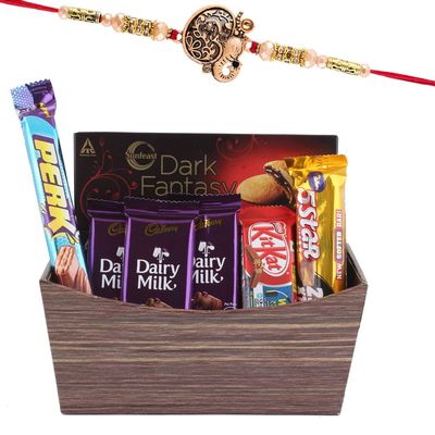 SFU E Com Attractive Basket With Creamy Chocolates | Rakhi Chocolate Gift For Brother | Ganesh Rakhi With Chocolates | Rakshabandhan Chocolate Gift | 888
