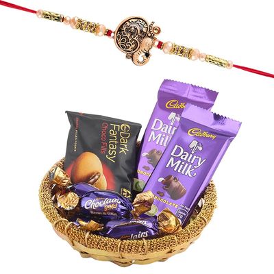 SFU E Com Handmade basket With Creamy Chocolate Gift | Rakhi Chocolate Gift For Brother | Ganesh Rakhi With Chocolates | Rakshabandhan Chocolate Gift | 1118