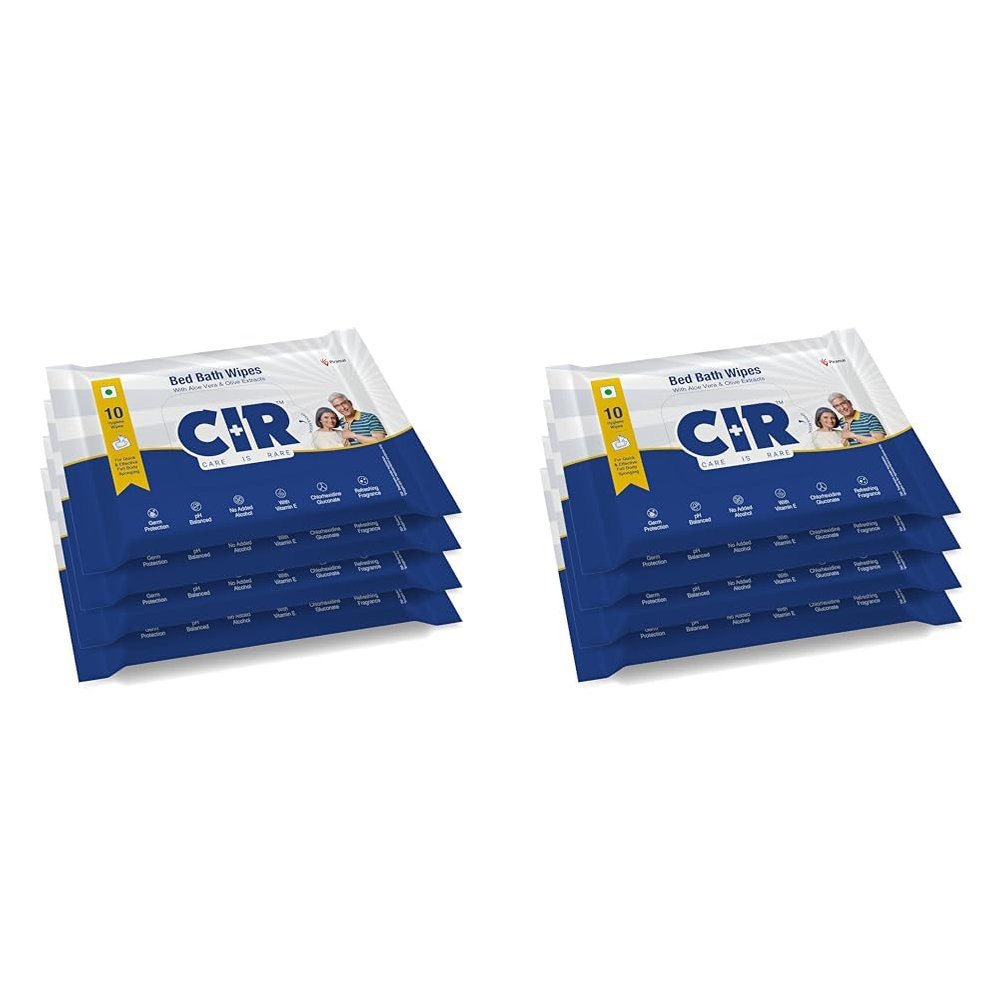 CIR Soft Body Cleansing Wet Bed Bath Wipes for Adults | Body Sponging | Extra Large, 10 Wipes/Pack (Pack of 8), 40 Wipes