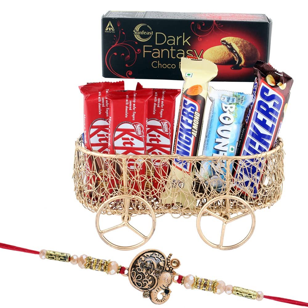 SFU E Com Beautiful Chcocolate Basket Hamper | Rakhi Chocolate Gift For Brother | Ganesh Rakhi With Chocolates | Rakshabandhan Chocolate Gift | 949